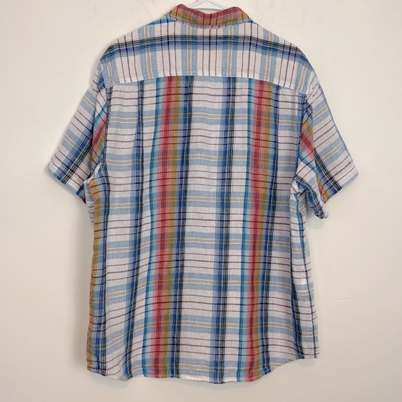 Men’s Tommy Bahama Multi Color Plaid Button Down 100% Linen Shirt. Size Large. - Picture 6 of 12